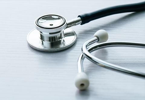 Close-up of a stethoscope on a table