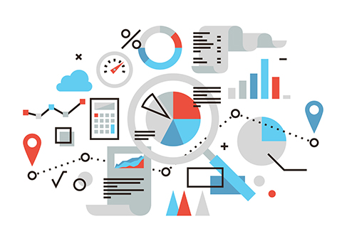 Illustration of montage of data charts